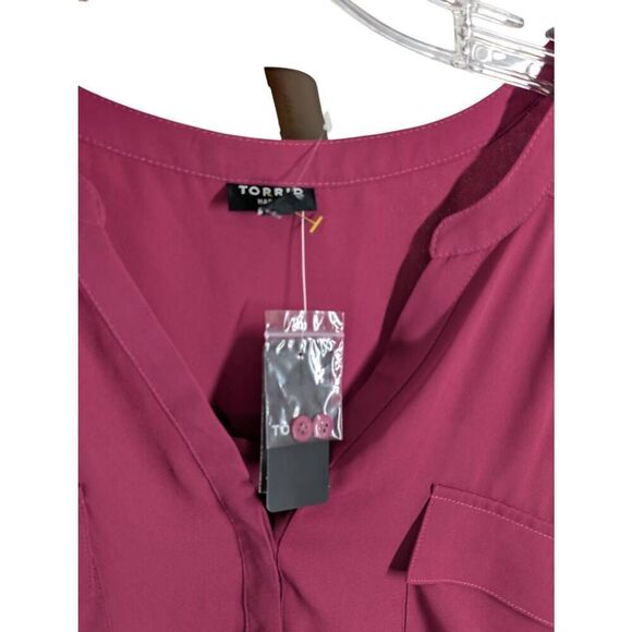 Torrid 4 4X Harper Berry Pink Short Flutter Sleeve Top Georgette Pullover NWT 30 - Picture 8 of 9